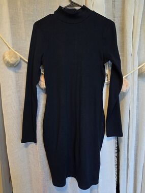 Old Navy Navy Ribbed Turtleneck Dress